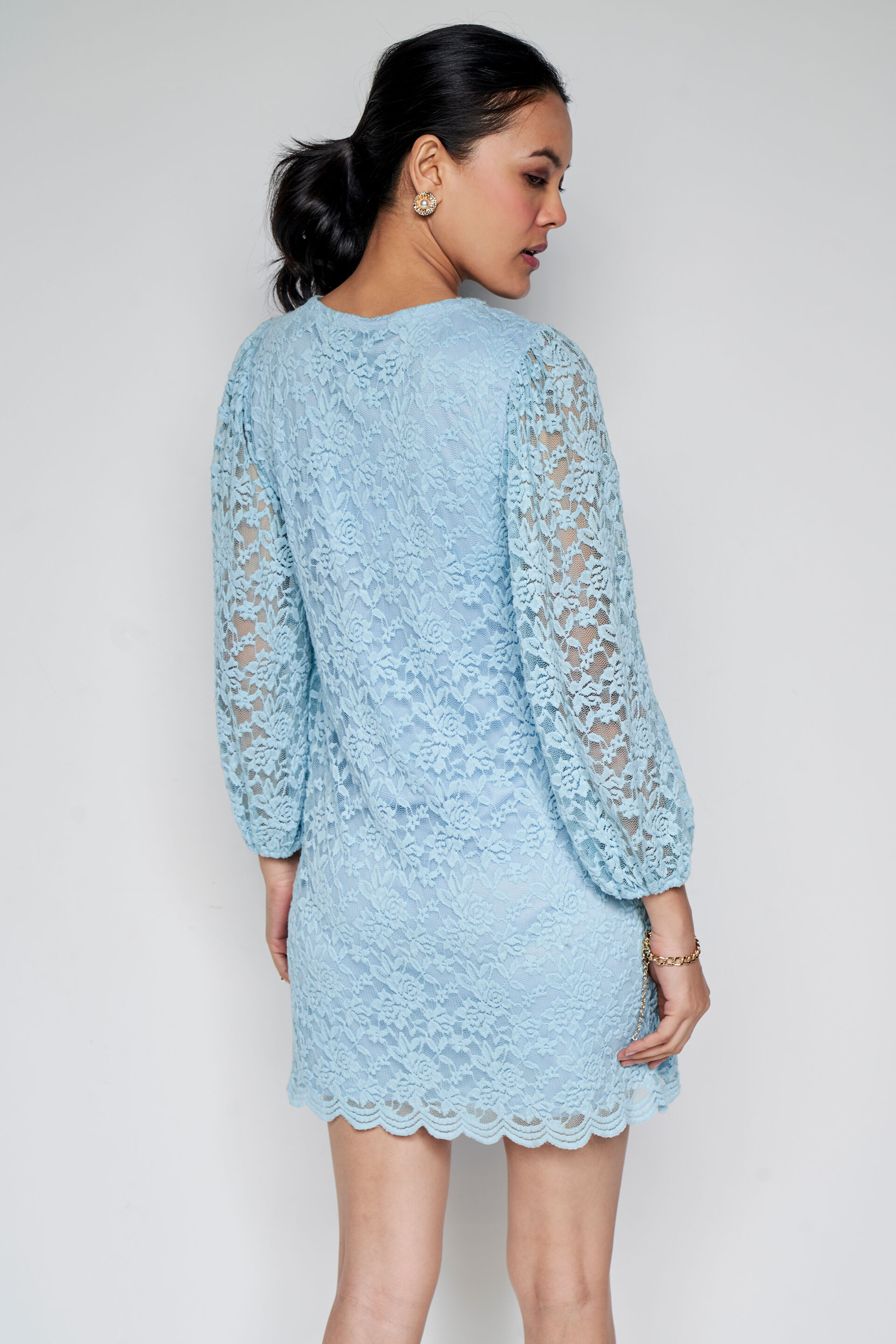 Buy our Sky Blue Self Design Straight Dress online from ANDIndia SC F23AP021DRLC10